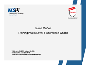 Jaime Two Inky, coach certificado TrainingPeaks - Entrenador de ciclismo